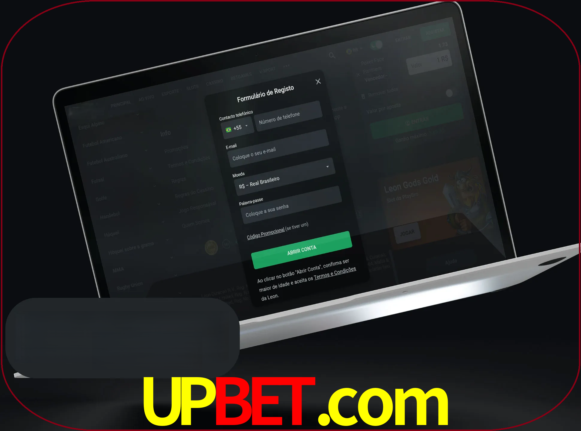Abra o site da LeonBet e crie sua própria conta.